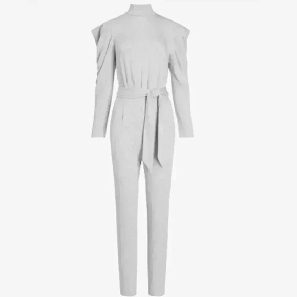 Express women’s Puff sleeve fleece lined grey jumpsuit size S - Picture 1 of 10